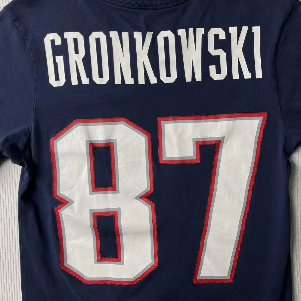 New England Patriots Shirt Mens Small Blue NFL Football Gronkowski 87 Nike